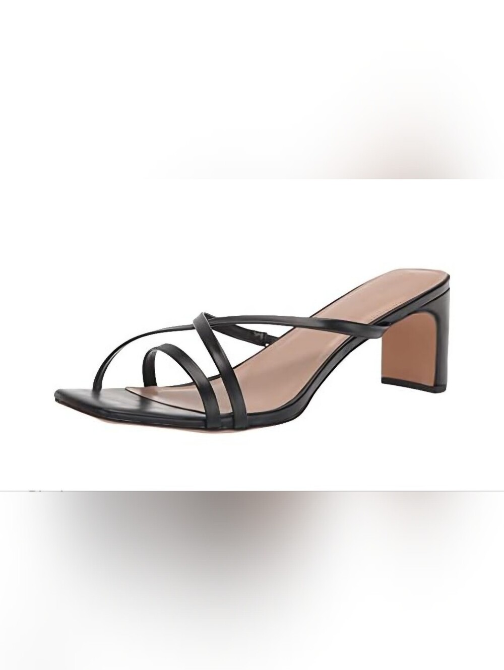 Minimalist Black Strappy Mid-Heel Slide